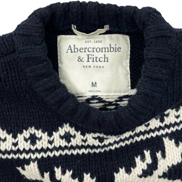 Abercrombie & Fitch Vintage Moose Knit Ski Sweater Muscle Slim Fit Men's Medium - Picture 3 of 7